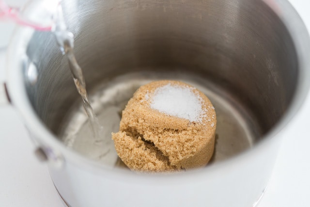 Brown Sugar, Water, and Salt in Saucepan