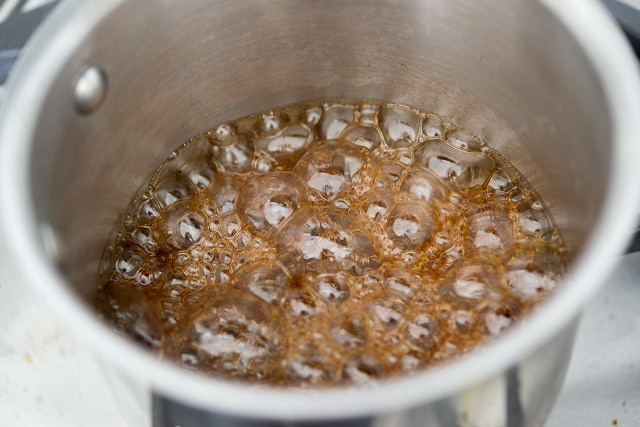 Simmering Butterscotch Mixture in Saucepan