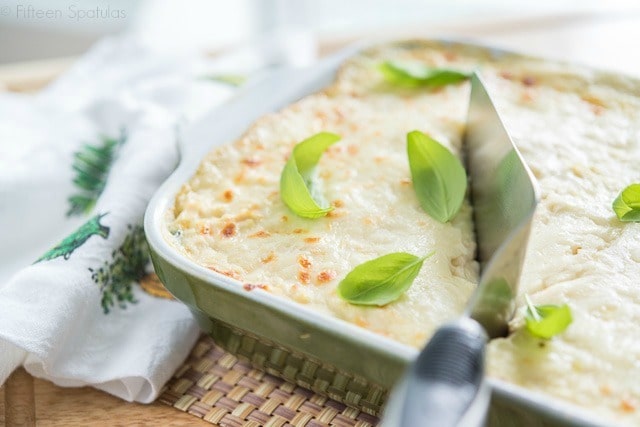 Veggie Lasagna with White Sauce with Basil and Turner