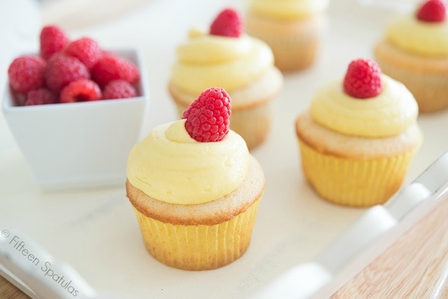 Vanilla Cupcakes with French Buttercream Frosting Piped On Top