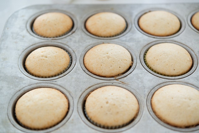 Framboise Cupcakes in Muffin Tins After Baking