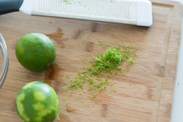 Lime Zest on a Cutting Board