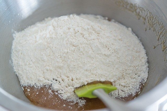 Flour Added to Wet Ingredients in Bowl