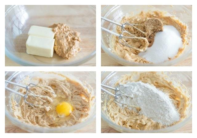 Photo Collage Showing Peanut Butter Cookie Batter Made In stages