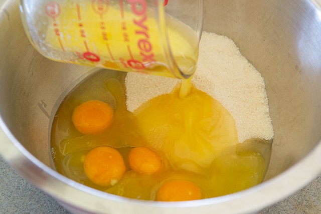 Lemon Filling - With Eggs, Sugar, and Melted Butter in a Bowl