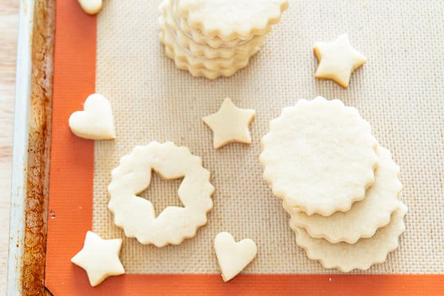 Cut Out Sugar Cookie Recipe - Presented on a Silicone Mat in Star and Heart Shapes