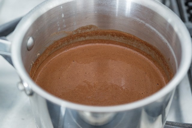 Homemade Hot Chocolate - Shown in saucepan