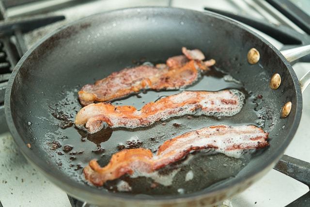Frying Bacon Strips in a Skillet