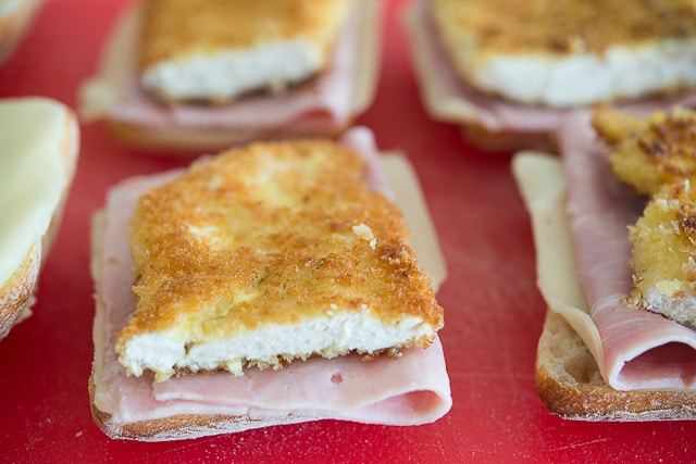 Ham and Swiss Slices on Roll with Chicken Milanese