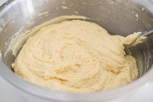 Pound Cake Batter from Scratch in Mixing Bowl