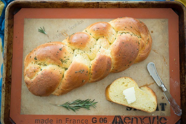 Braided Challah Bread with Rosemary