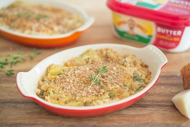 Leek Gratin - in a Red Dish with Thyme