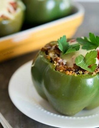Quinoa and Eggplant Stuffed Peppers