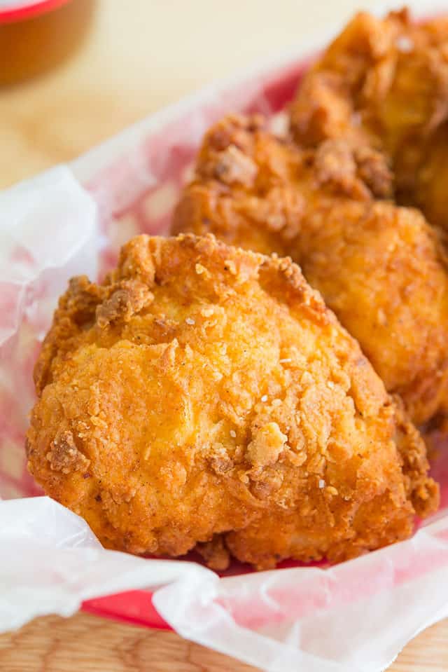 Fried Chicken - in a Red basket with Crispy Breading