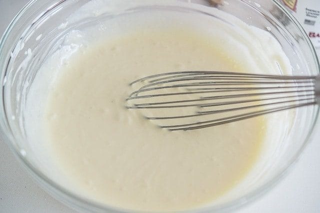 Muffin Batter in Glass Bowl with Whisk
