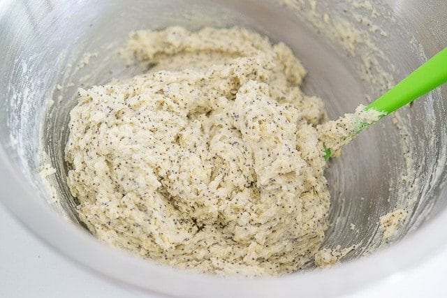 Poppy Seed Muffin Batter in Mixing Bowl