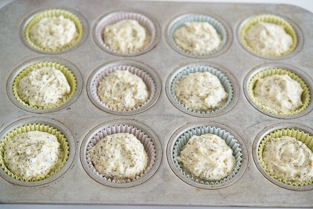 Muffin papers In Tins Filled with Muffin Batter