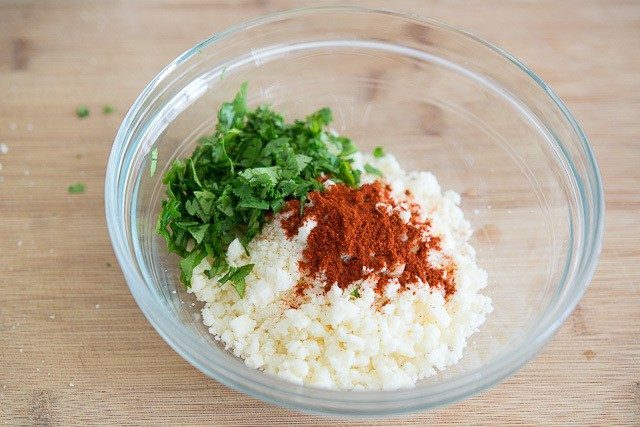 Cotija Cheese, Spices, and Cilantro in Bowl