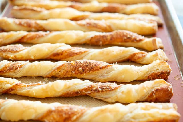 Cheese Straws - On a Silicone Mat with Paprika Dusting