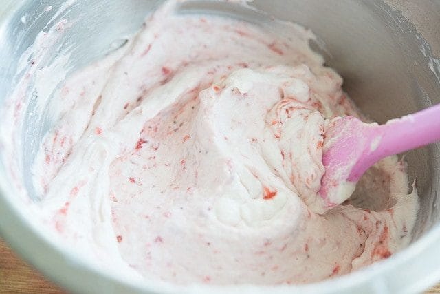 Strawberry Whipped Cream - In Stainless Mixing Bowl