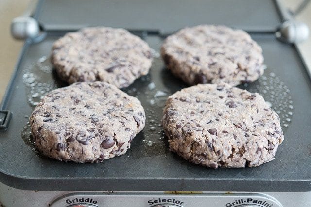 Black Bean Patties On a Griddle Cooking