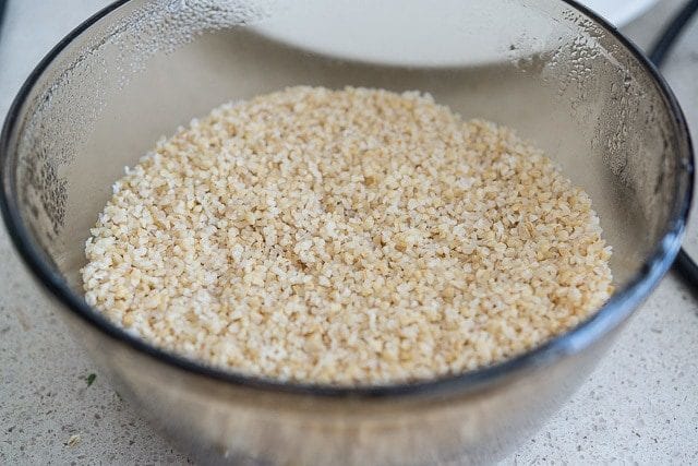 Cooked Bulgur Wheat in Glass Bowl