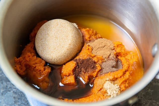 How to Make Pumpkin Butter - By Combining Brown Sugar, Pumpkin Puree, and Spices in Saucepan