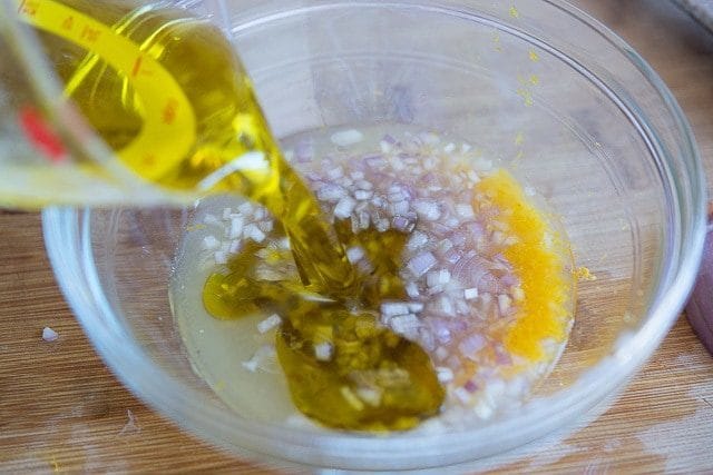 Adding Olive Oil to Shallot and Lemon