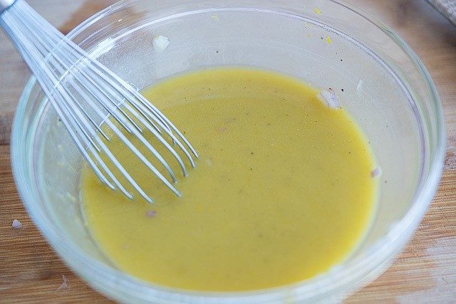 Emulsified and Whisked Olive Oil Dressing In Bowl