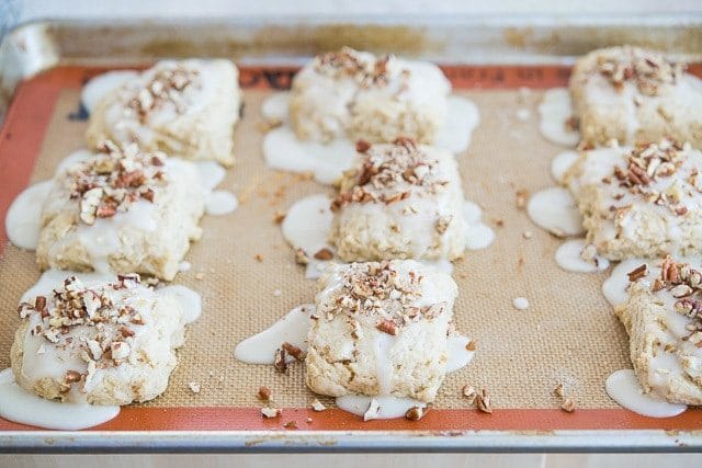 Maple Scones - On a Silicone Mat with Glaze and Pecans