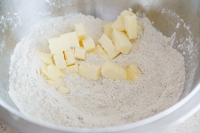 Cubed Butter Added to Dry Ingredients