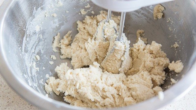 Mixing the Danish Butter Cookie Dough With Beaters to Show Smoother Texture