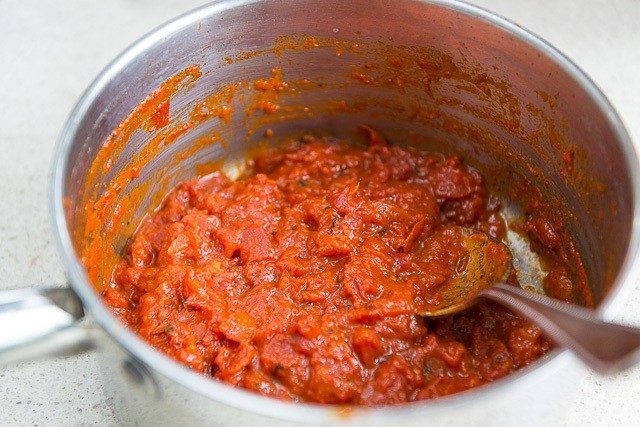 Chunky Tomato Sauce in Saucepan