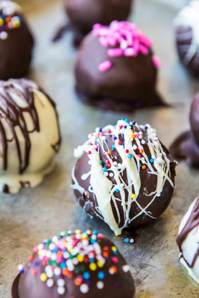 Oreo Truffles - With Various Chocolate Drizzles and Sprinkles on Tray