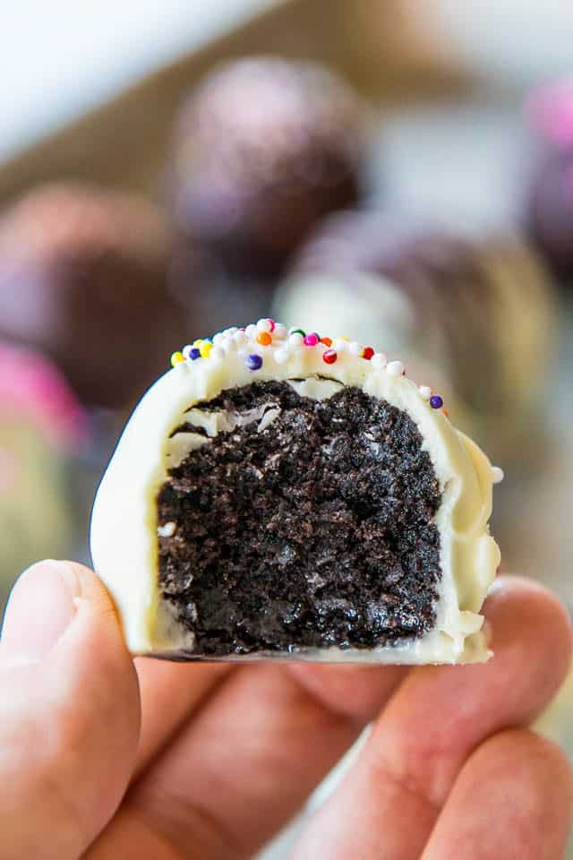 Inside View of Oreo Truffle with Moist Cake-Like Filling