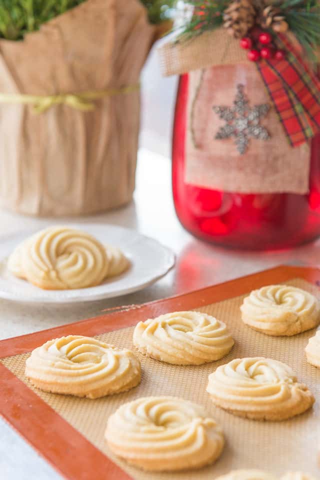 Shortbread Cookies - In Rows on a Silicone Mat with Swirl Shape