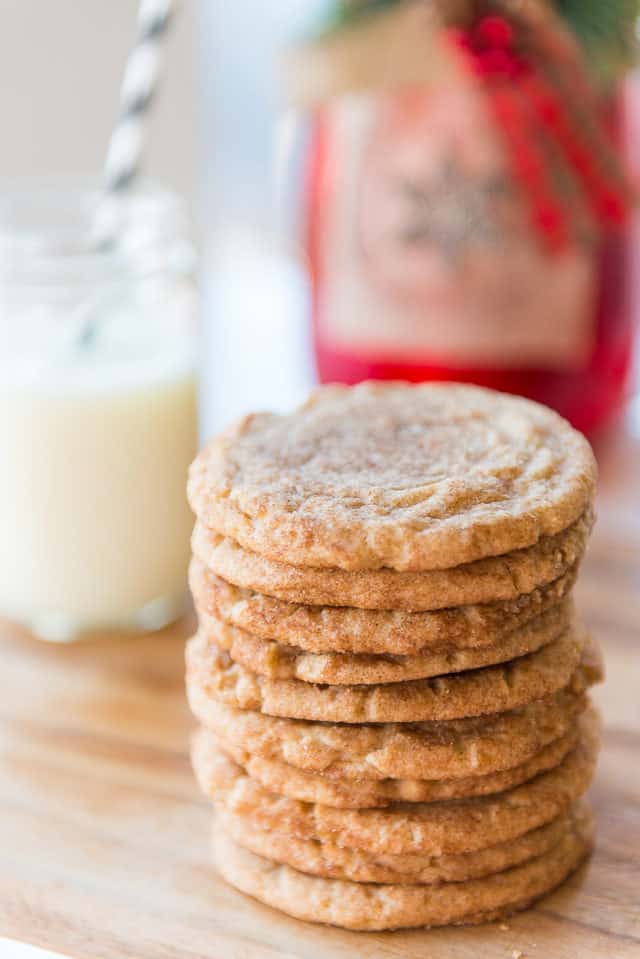 Snickerdoodles Stacked In a Pile on Wooden Board