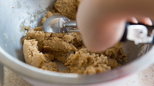 Scooping the Cookie Dough with a Cookie Scoop