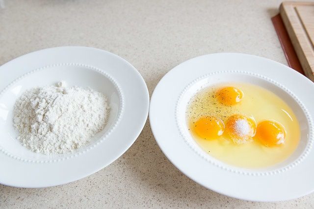 Breading Bowls with Egg Wash and Flour