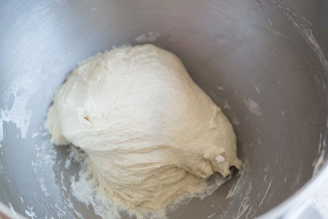 Pizza Knot Dough in Stand Mixer Bowl