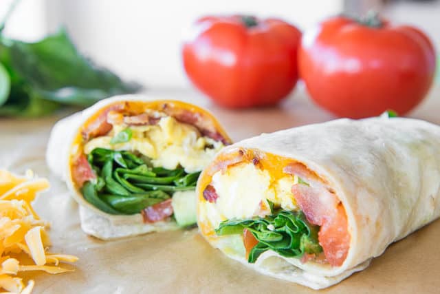 Inside View of the Breakfast Wrap Burrito with Eggs and Cheese