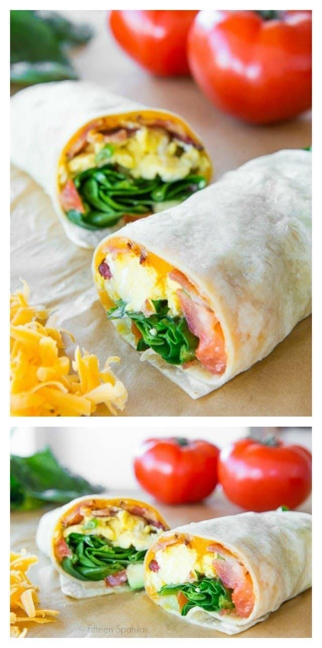 Photo Collage of Breakfast Burrito Being Made