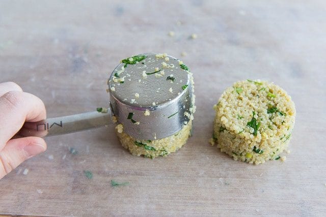 Shaping the Quinoa Patties Using a Measuring Cup
