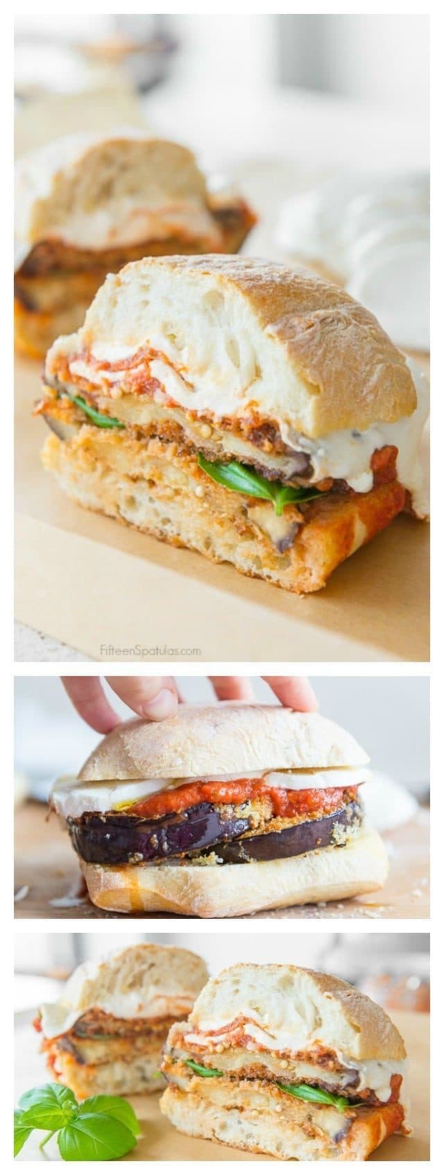 Photo Collage of Making Eggplant Parmesan Sandwiches