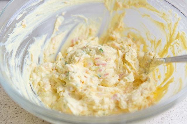 Deviled Egg Filling Mixed Together in a Bowl until Creamy