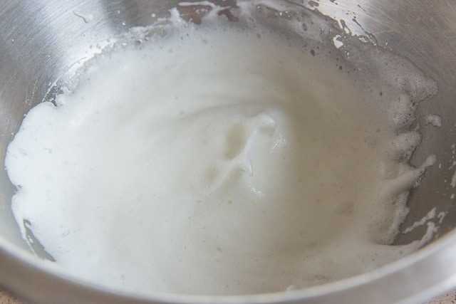 Whipped Egg Whites in Mixing Bowl