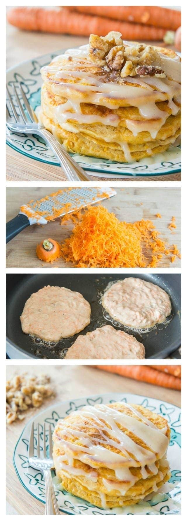 Photo Collage of Making Carrot Cake Pancakes