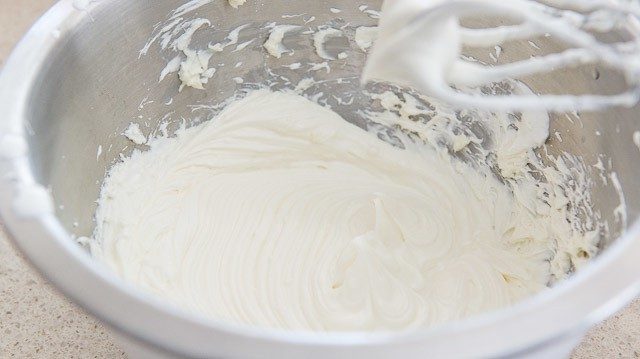 Marshmallow Fluff Frosting in Mixing Bowl