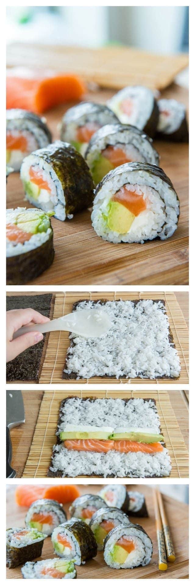 How to Make Sushi - Photo Collage Showing Process