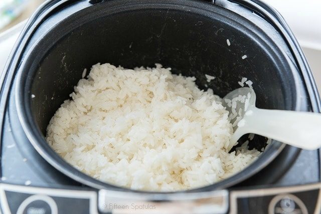 Sushi Rice - In a Rice Cooker Bowl with Rice Paddle